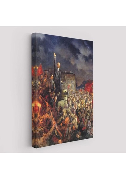 Vladimir Ilyic Lenin ve Josef Stalin Ekim Devrimi Sırasında Duvar TABLOSU-6301