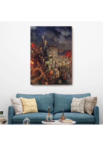 Vladimir Ilyic Lenin ve Josef Stalin Ekim Devrimi Sırasında Duvar TABLOSU-6301 fiyatları