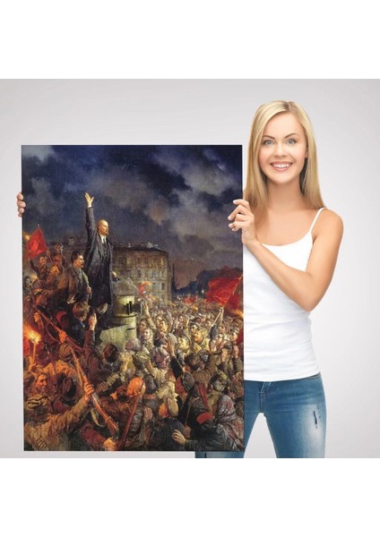 Vladimir Ilyic Lenin ve Josef Stalin Ekim Devrimi Sırasında Duvar TABLOSU-6301 modelleri