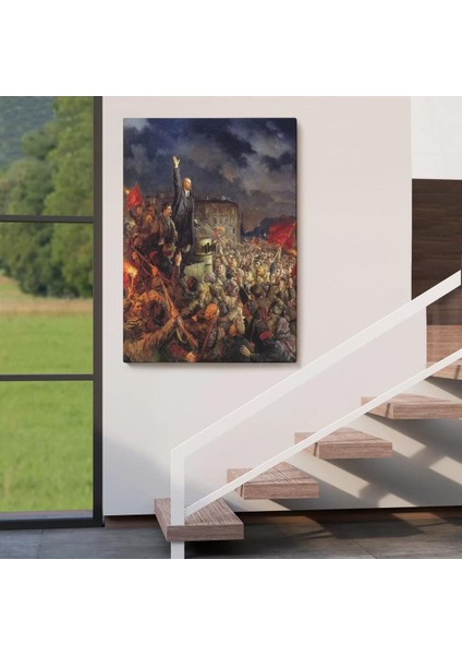 Vladimir Ilyic Lenin ve Josef Stalin Ekim Devrimi Sırasında Duvar TABLOSU-6301 fırsatları