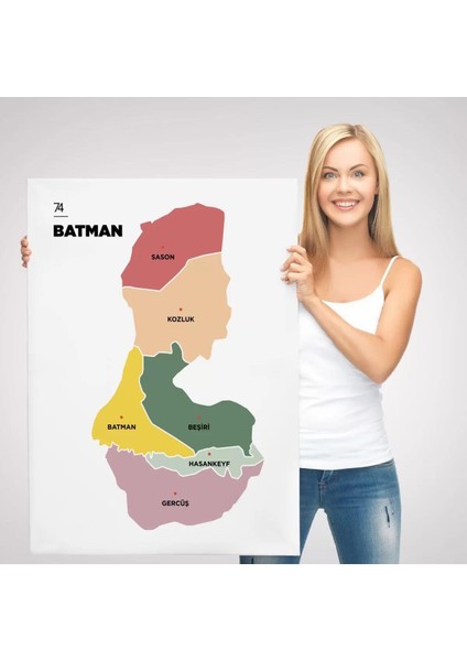 Batman Ili ve Ilçeler Haritası Dekoratif Kanvas Tablo 1286 modelleri