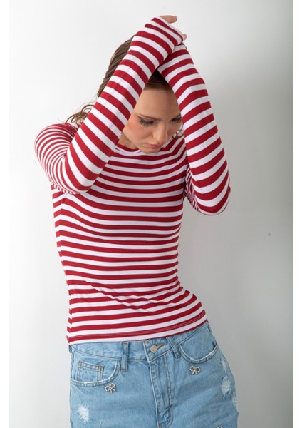 Çizgili Siyah Beyaz Uzun Kol Body Soft Touch Basic Bluz Likralı Tişört fiyatları