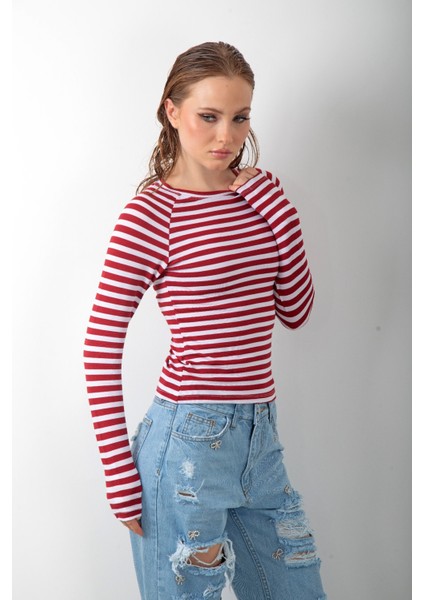 Çizgili Siyah Beyaz Uzun Kol Body Soft Touch Basic Bluz Likralı Tişört modelleri