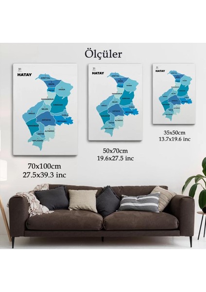 Hatay Ili ve Ilçeler Haritası Dekoratif Kanvas Tablo 1356 indirimleri