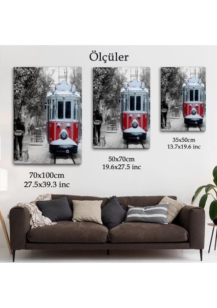 Karlı Bir Istiklal Caddesi ve Nostaljik Tramvay TABLOSU-6404 indirimleri