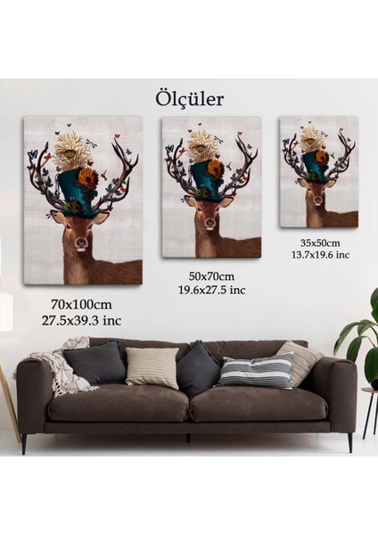 Sürreal Şapkalı Geyik Dekoratif Duvar TABLOSU-6468 indirimleri
