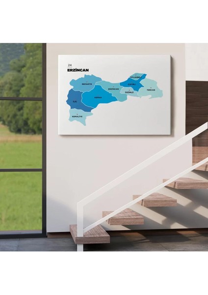 Erzincan Ili ve Ilçeler Haritası Dekoratif Kanvas Tablo 1335 fırsatları