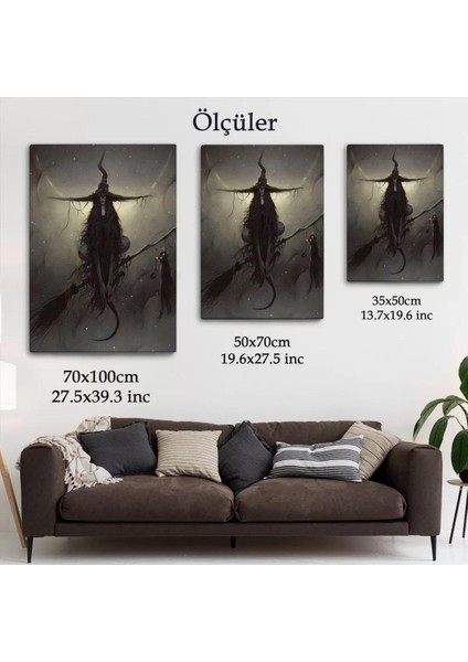 Süpürge ile Uçan Cadı ve Kedisi, Cadılar Bayramı Hediyesi, Hellowen Tablo -6287 indirimleri