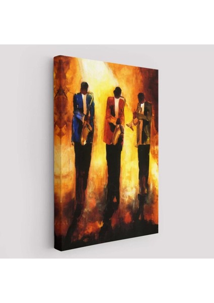 Saksafon Çalan Müzik Grubu Dekoratif Duvar TABLOSU-6422