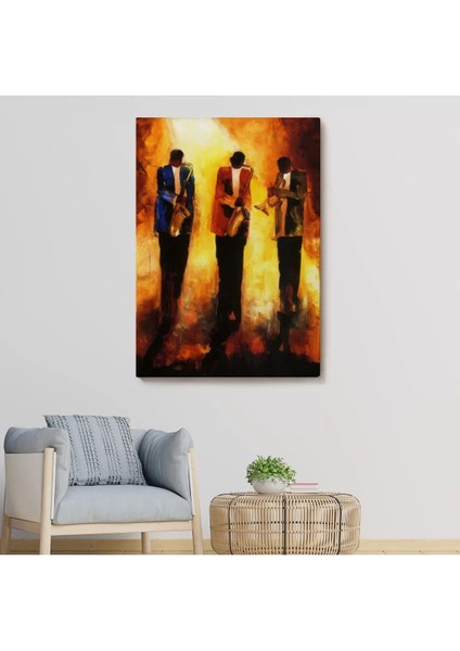 Saksafon Çalan Müzik Grubu Dekoratif Duvar TABLOSU-6422 fiyatları