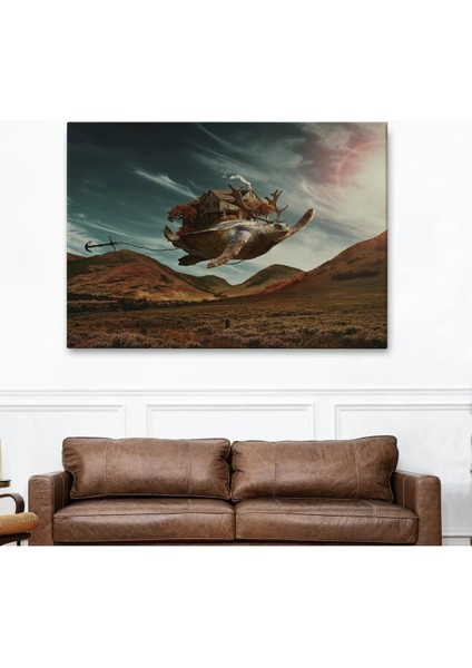 Geyik Boynuzlu Kaplunbağa Sürreal TABLO-6560 fiyatları