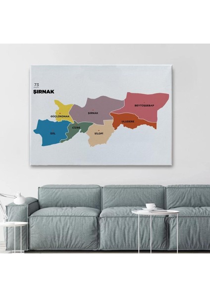 Şırnak Ili ve Ilçeler Haritası Dekoratif Kanvas Tablo 1461 fiyatları