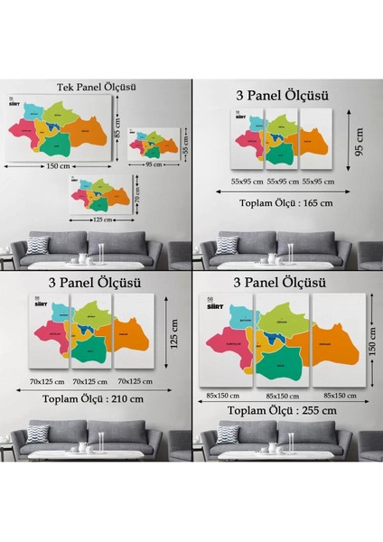 Siirt Ili ve Ilçeler Haritası Dekoratif Kanvas Tablo 1448 indirimleri