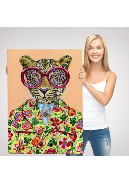 Kokoş Leopar, Çiçek Taçlı Sosyetik Leopar Tablosu -6325 modelleri