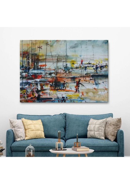 Limandaki Tekneler Kanvas Duvar TABLOSU-1185 fiyatları