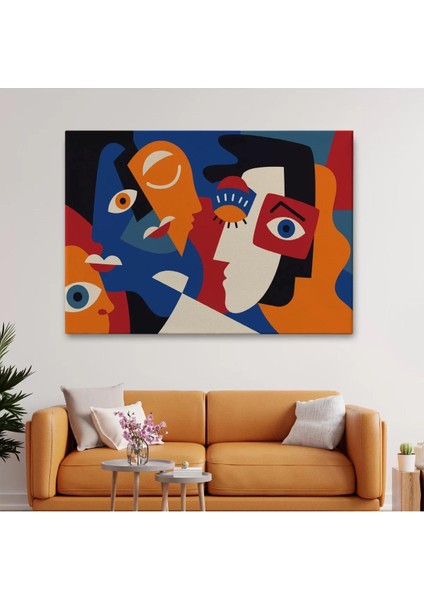 Picasso Tarzı Soyut Insan Yüzleri Kanvas Duvar TABLOSU-1195 fiyatları
