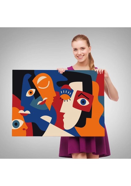 Picasso Tarzı Soyut Insan Yüzleri Kanvas Duvar TABLOSU-1195 fırsatları