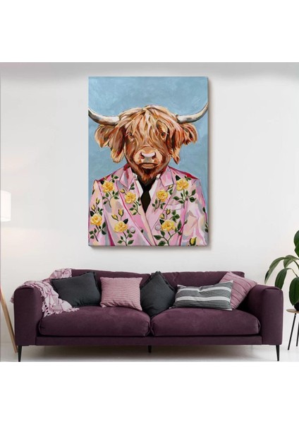 Pembe Ceketli Boğa Duvar TABLOSU-6350 fiyatları