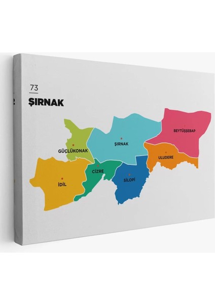 Şırnak Ili ve Ilçeler Haritası Dekoratif Kanvas Tablo 1460