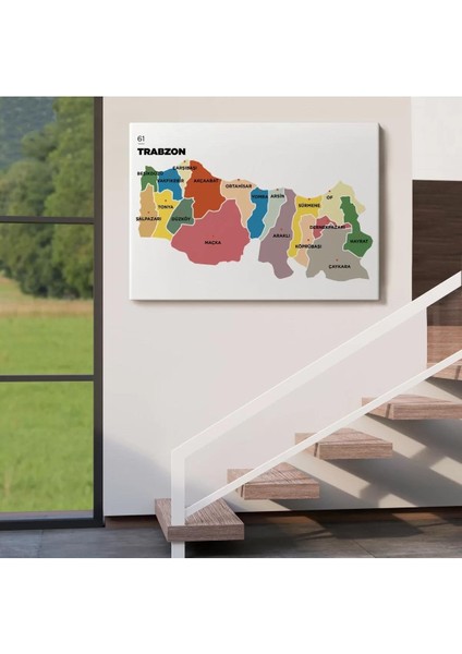 Trabzon Ili ve Ilçeler Haritası Dekoratif Kanvas Tablo 1470 fırsatları