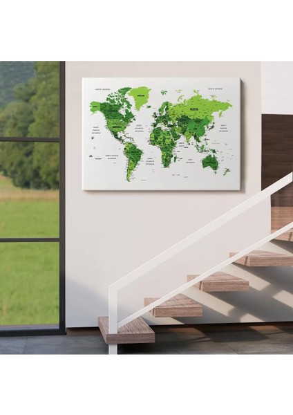 Türkçe Dünya Haritası Dekoratif Kanvas Tablo Son Derece Detaylı 1613 indirimleri
