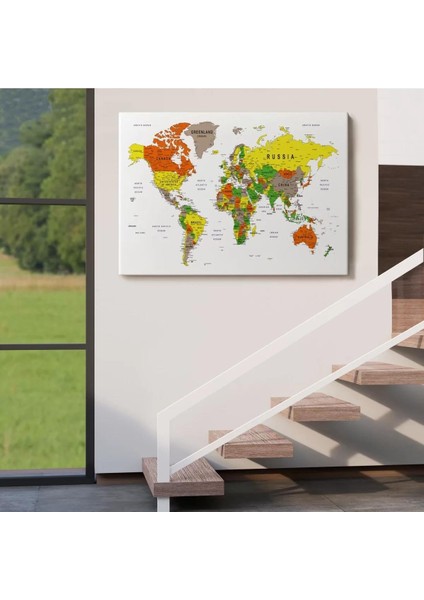 Dünya Haritası Dekoratif Kanvas Tablo Son Derece Detaylı ve Eğitici 1570 indirimleri