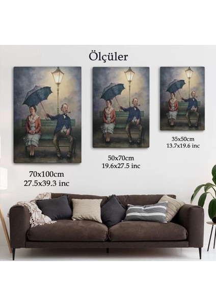 Yağmur Altındaki Küs Sevgililer Dekoratif Duvar TABLOSU-6223 indirimleri