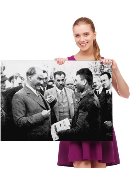 Atatürk Portre Tablosu Mustafa Kemal Atatürk Dikdörtgen Dekoratif Kanvas TABLO-FU-145 modelleri