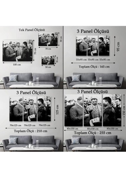 Atatürk Portre Tablosu Mustafa Kemal Atatürk Dikdörtgen Dekoratif Kanvas TABLO-FU-145 indirimleri