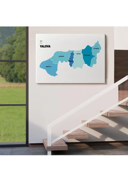 Yalova Ili ve Ilçeler Haritası Dekoratif Kanvas Tablo 1483 fırsatları