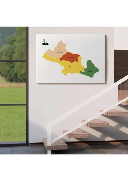 Kilis Ili ve Ilçeler Haritası Dekoratif Kanvas Tablo 1389 fırsatları