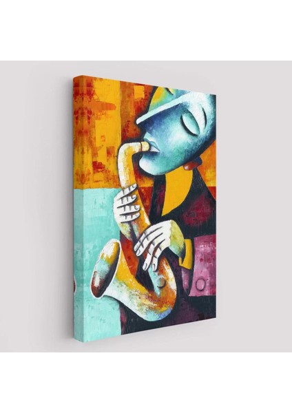Saksafon Çalan Sürreal Müsizyen Dekoratif Duvar TABLOSU-6423