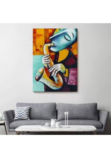 Saksafon Çalan Sürreal Müsizyen Dekoratif Duvar TABLOSU-6423 fiyatları