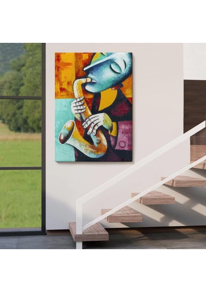 Saksafon Çalan Sürreal Müsizyen Dekoratif Duvar TABLOSU-6423 fırsatları