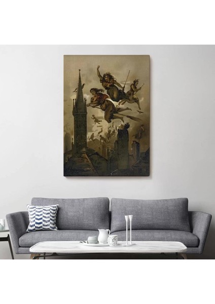 Kasabanın Üzerinde Uçan Çadılar Tablosu, Witches HALLOWEEN-6358 fiyatları