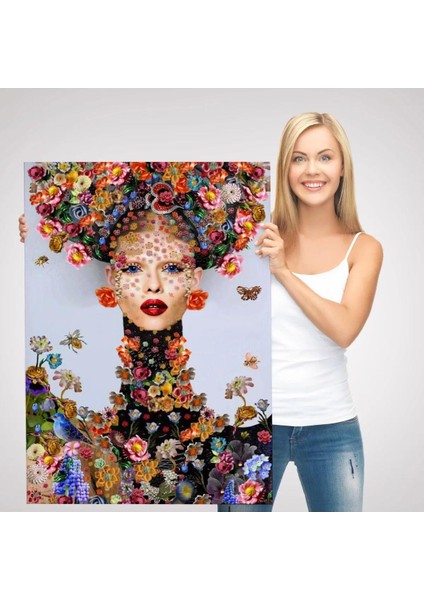 Çiçek ve Kadın Temalı Dekoratif Duvar TABLOSU-6338 modelleri