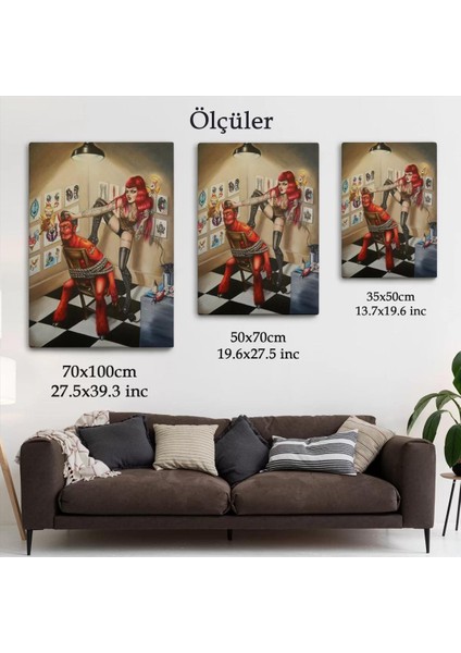 Şeytanı Yakalayan Dövmeci Kız Duvar TABLOSU-6285 indirimleri