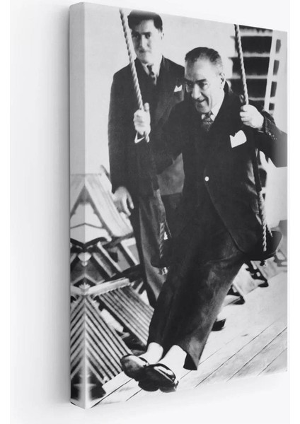 Atatürk Portre Tablosu Mustafa Kemal Atatürk Dikdörtgen Dekoratif Kanvas TABLO-FÜ-146