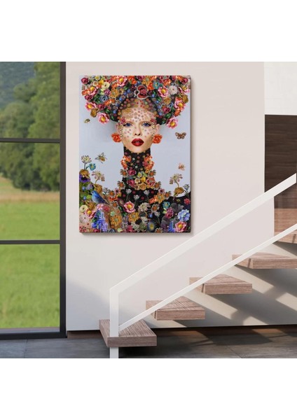 Çiçek ve Kadın Temalı Dekoratif Duvar TABLOSU-6338 fırsatları