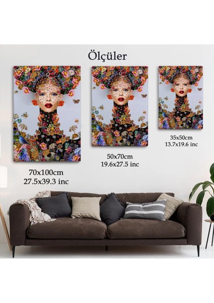Çiçek ve Kadın Temalı Dekoratif Duvar TABLOSU-6338 indirimleri
