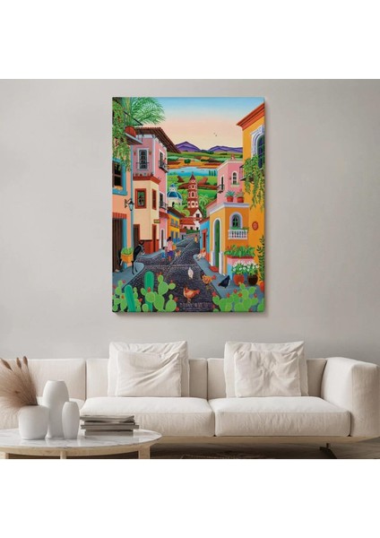 Ortacağ Meksika Köyü Duvar TABLOSU-6344 fiyatları