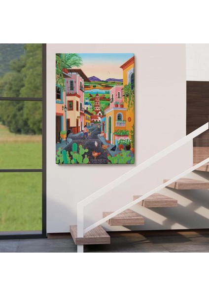 Ortacağ Meksika Köyü Duvar TABLOSU-6344 fırsatları