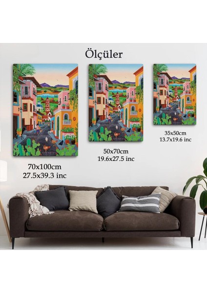 Ortacağ Meksika Köyü Duvar TABLOSU-6344 indirimleri