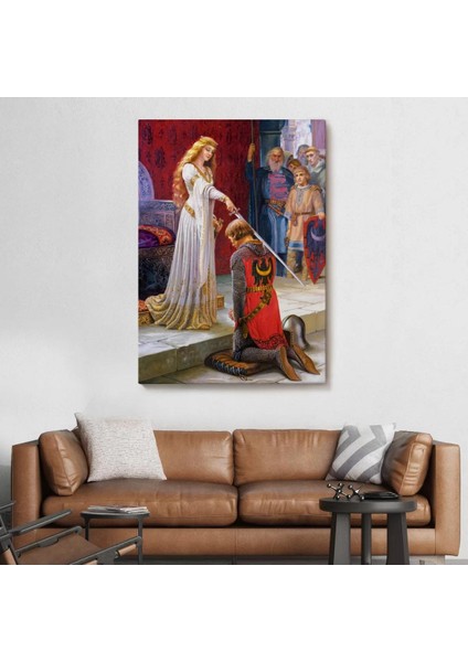 The Accolade - Edmund Blair Leighton Şövalyenin Kraliçeye Sadakat TABLOSU-6460 fiyatları