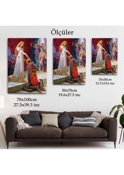 The Accolade - Edmund Blair Leighton Şövalyenin Kraliçeye Sadakat TABLOSU-6460 indirimleri