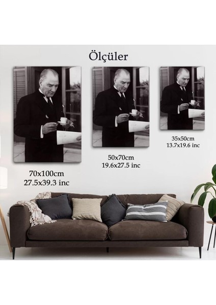Atatürk Portre Tablosu Mustafa Kemal Atatürk Dikdörtgen Dekoratif Kanvas TABLO-FR-141 indirimleri