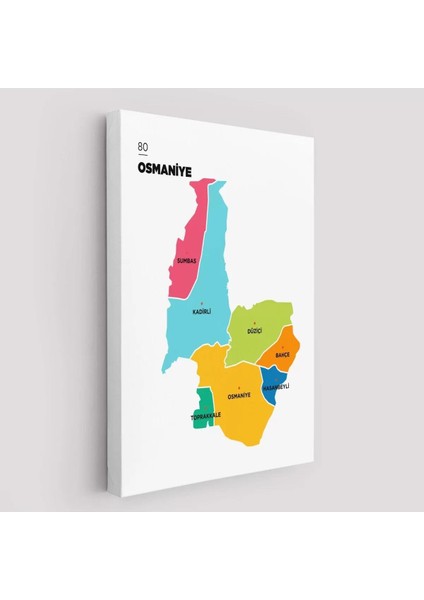Osmaniye Ili ve Ilçeler Haritası Dekoratif Kanvas Tablo 1436