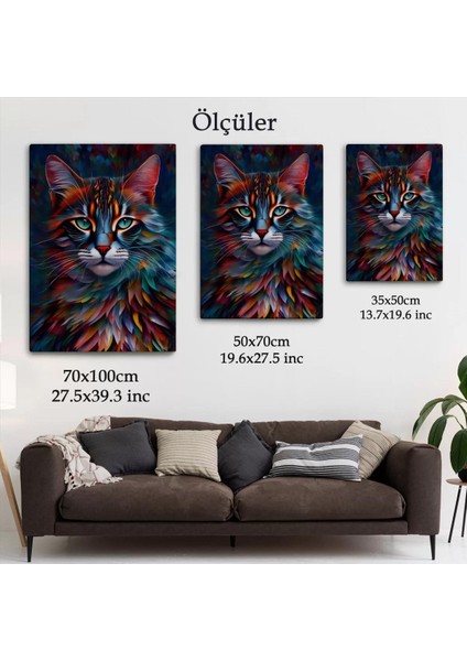 Renkli Karizmatik Kedi Dekoratif Duvar TABLOSU-6225 indirimleri