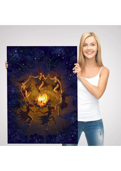 Şabat Ayini Yapan Cadıların Ateş Etrafındaki Dans TABLOSU-6354 modelleri