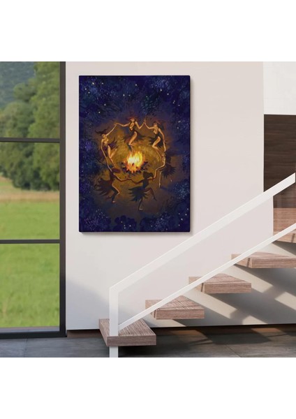 Şabat Ayini Yapan Cadıların Ateş Etrafındaki Dans TABLOSU-6354 fırsatları